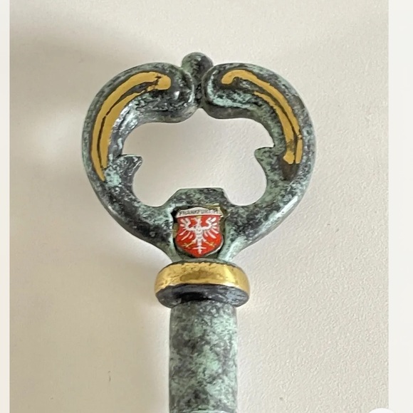 Vintage Ornate Brass Skeleton Key Beer Bottle Opener & Wine Corkscrew - Heavy - Picture 7 of 8